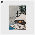 アートポストカード-Farmhouse under Snowy Trees at Evening (Christmas Card, 1946), woodblock print, 14 x 9 cm - 川瀬 巴水 Postcard.