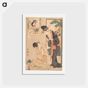アートポストカード-A Woman Snatching a Bag of Sweetmeats from Her Mother - 喜多川 歌麿 Postcard.