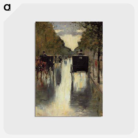 アートポストカード-Berlin street scene with horse-drawn cabs - レッサー ユリィ Postcard.
