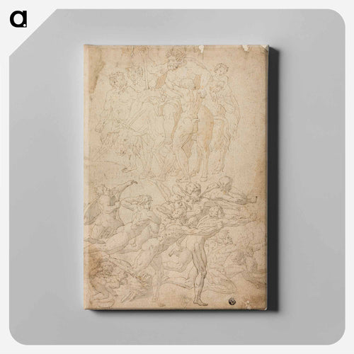 Archers Shooting at a Herm, Triumph of Bacchus, and Other Studies by Michelangelo Buonarroti - ミケランジェロ ブオナローティ Canvas.
