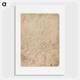 Archers Shooting at a Herm, Triumph of Bacchus, and Other Studies by Michelangelo Buonarroti - ミケランジェロ ブオナローティ Poster.