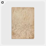 アートポストカード-Archers Shooting at a Herm, Triumph of Bacchus, and Other Studies by Michelangelo Buonarroti - ミケランジェロ ブオナローティ Postcard.