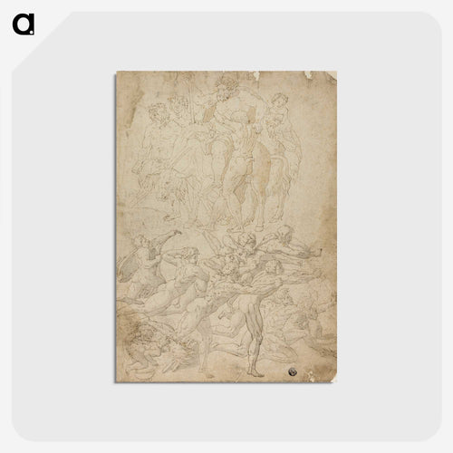 Archers Shooting at a Herm, Triumph of Bacchus, and Other Studies by Michelangelo Buonarroti - ミケランジェロ ブオナローティ Postcard.