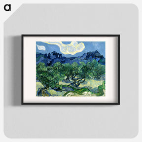 アートポスター-Olive Trees with the Alpilles in the Background - フィンセント ファン ゴッホ Poster.