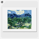 Olive Trees with the Alpilles in the Background - Vincent van Gogh Poster.