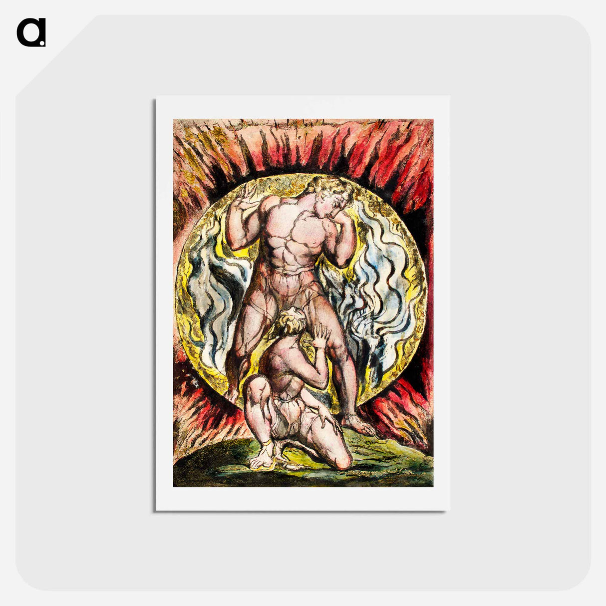 アートポストカード-Stepping out of the Sun from Milton: a Poem, To Justify the Ways of God to Men by William Blake - ウィリアム ブレイク Postcard.