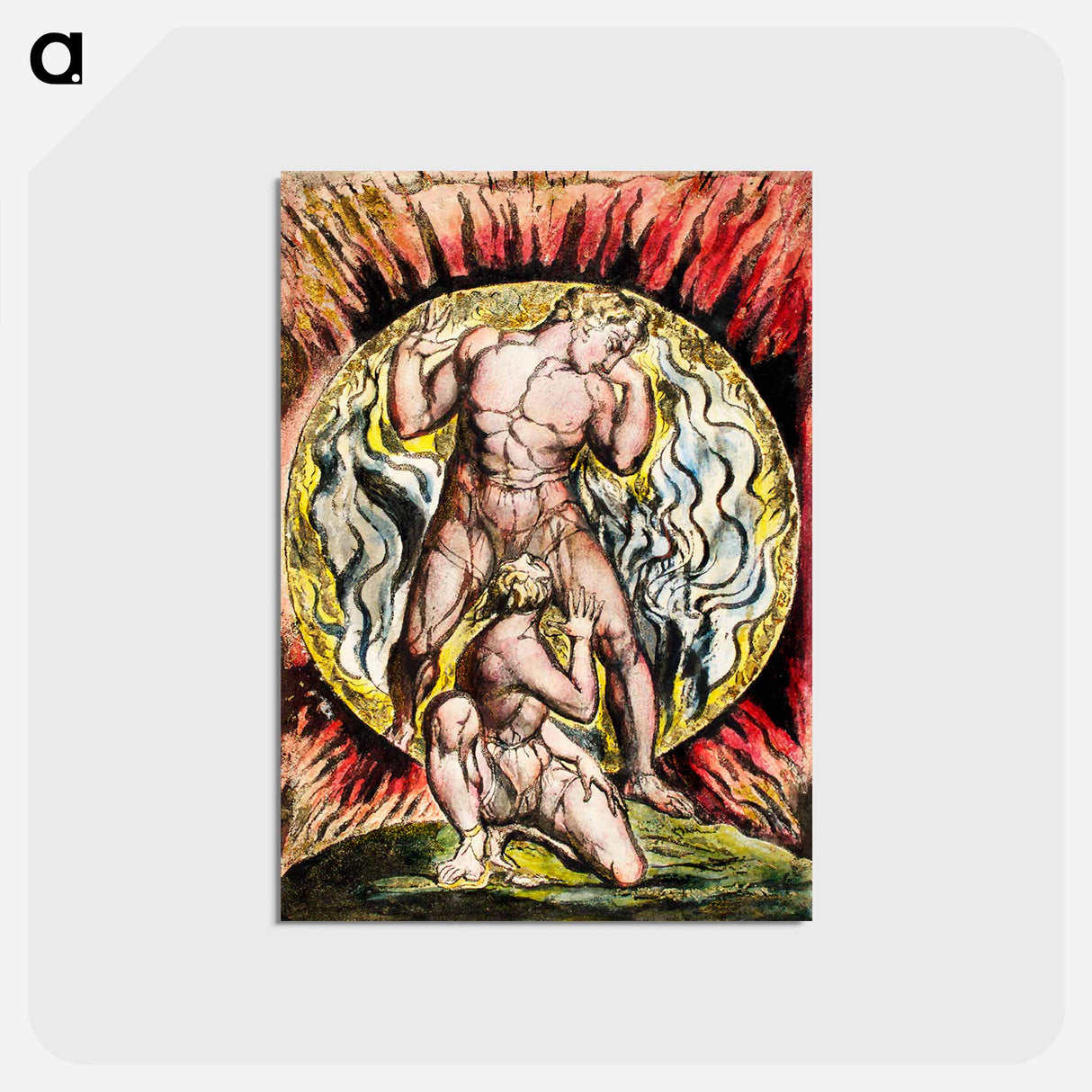 アートポストカード-Stepping out of the Sun from Milton: a Poem, To Justify the Ways of God to Men by William Blake - ウィリアム ブレイク Postcard.