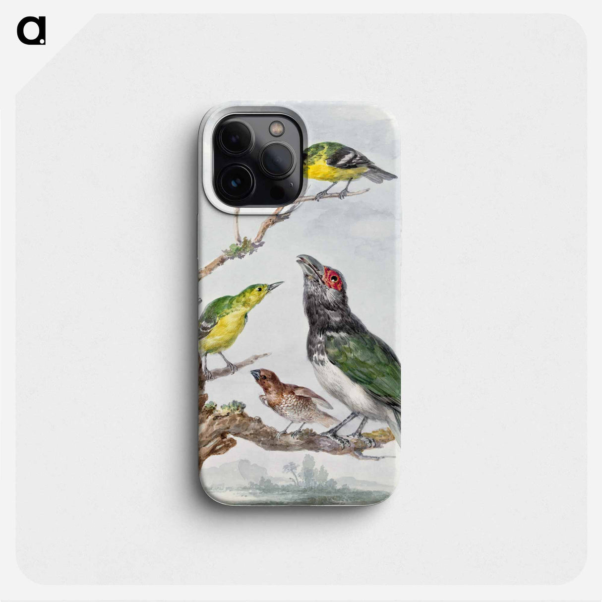 Four Different Birds on a Branch - アールト シューマン Phone Case.
