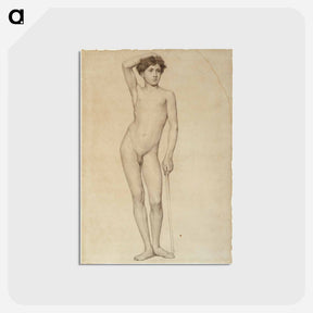 アートポストカード-Nude male model, academy study - アルバート エーデルフェルト Postcard.