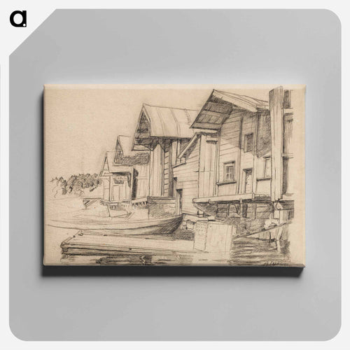 Riverside warehouses in porvoo - アルフレッド ウィリアム フィンチ Canvas.