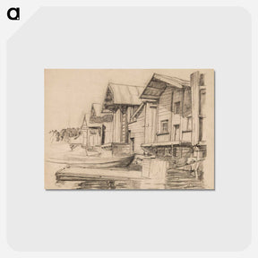 アートポストカード-Riverside warehouses in porvoo - アルフレッド ウィリアム フィンチ Postcard.