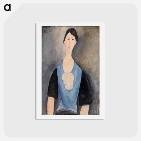 アートポストカード-Young Woman in Blue - アメデオ モディリアーニ Postcard.