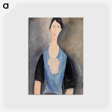 アートポストカード-Young Woman in Blue - アメデオ モディリアーニ Postcard.
