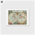 アートポストカード-A mapp of the world - アンティーク地図 Postcard.