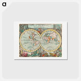 アートポストカード-A mapp of the world - アンティーク地図 Postcard.