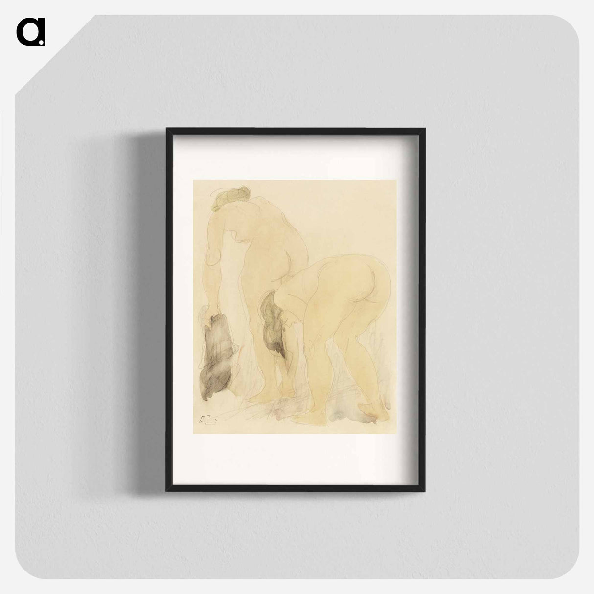 Naked women bending over, vintage nude illustration - Auguste Rodin Poster.