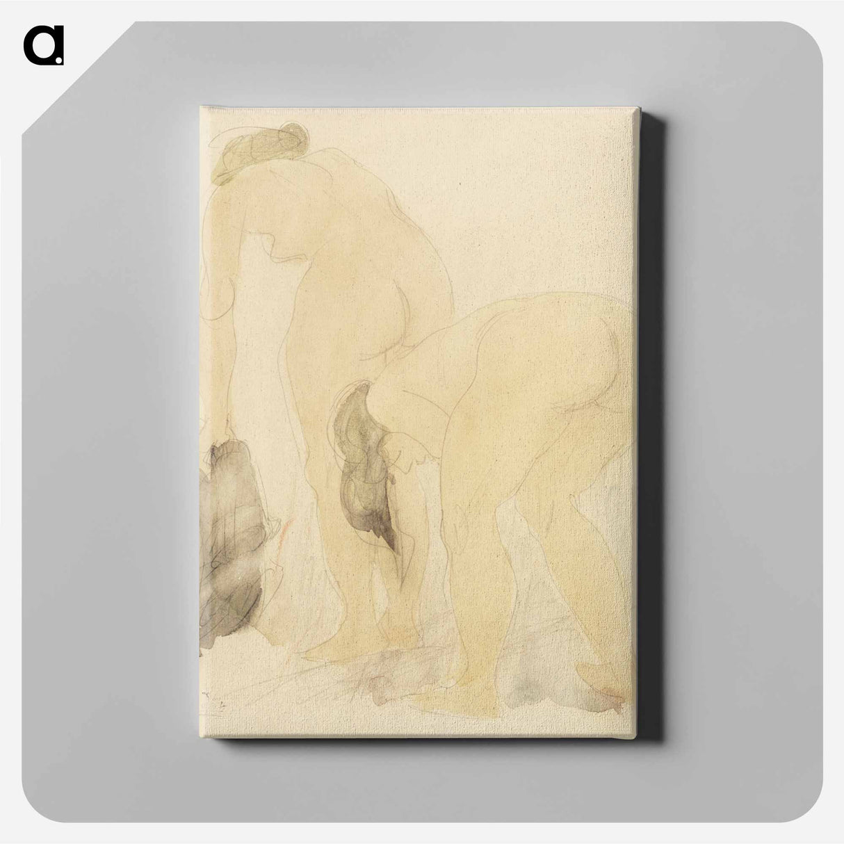 Naked women bending over, vintage nude illustration - Auguste Rodin Canvas.