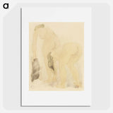 Naked women bending over, vintage nude illustration - Auguste Rodin Poster.