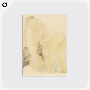 アートポストカード-Naked women bending over, vintage nude illustration - オーギュスト ロダン Postcard.