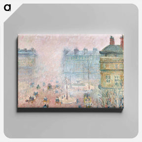 アートパネル-Place du Theatre Francais: Fog Effect - カミーユ ピサロ Canvas.