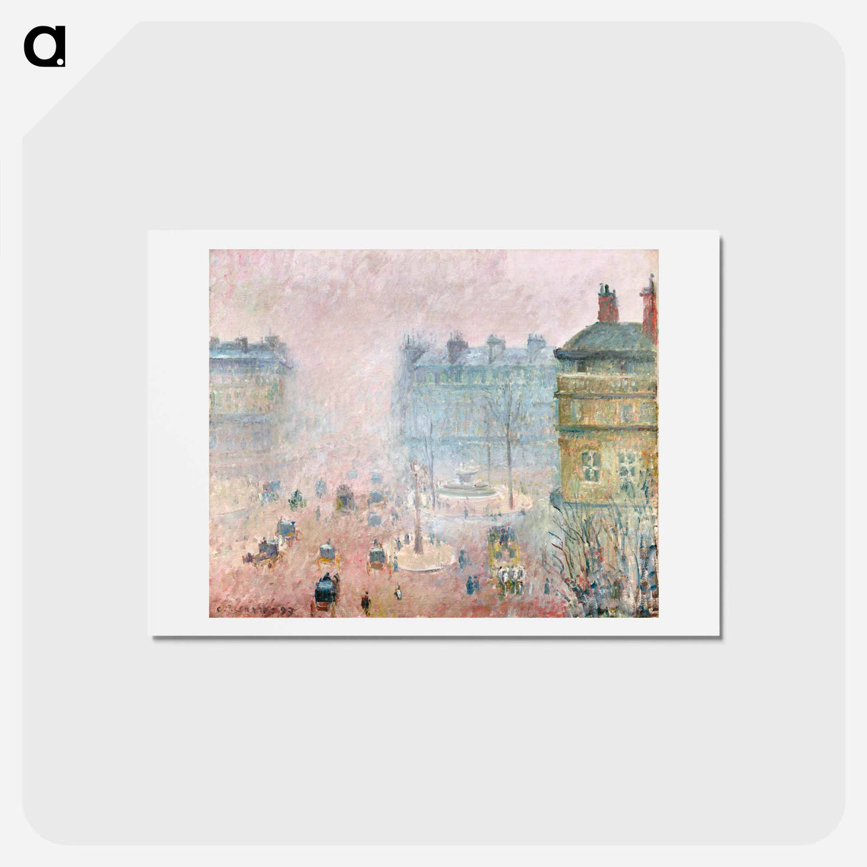 Place du Theatre Francais: Fog Effect - カミーユ ピサロ Postcard.