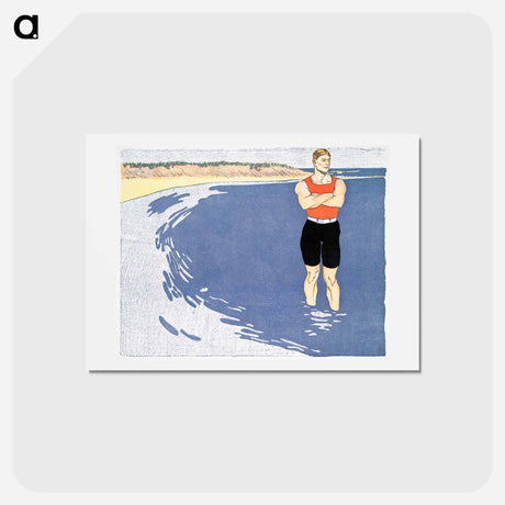 アートポストカード-Man standing in the sea - エドワード ペンフィールド Postcard.