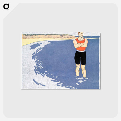 アートポストカード-Man standing in the sea - エドワード ペンフィールド Postcard.