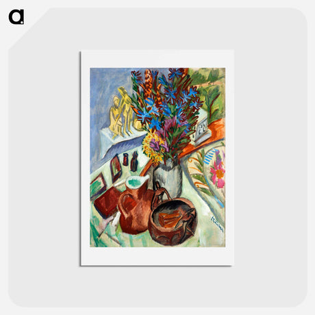 アートポストカード-Still Life with Jug and African Bowl - エルンスト ルートヴィヒ キルヒナー Postcard.