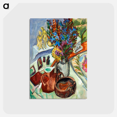 アートポストカード-Still Life with Jug and African Bowl - エルンスト ルートヴィヒ キルヒナー Postcard.