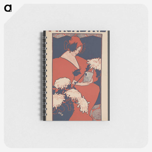 Woman holding book with art nouveau style chrysanthemum flowers in foreground - エセル リード Memo.