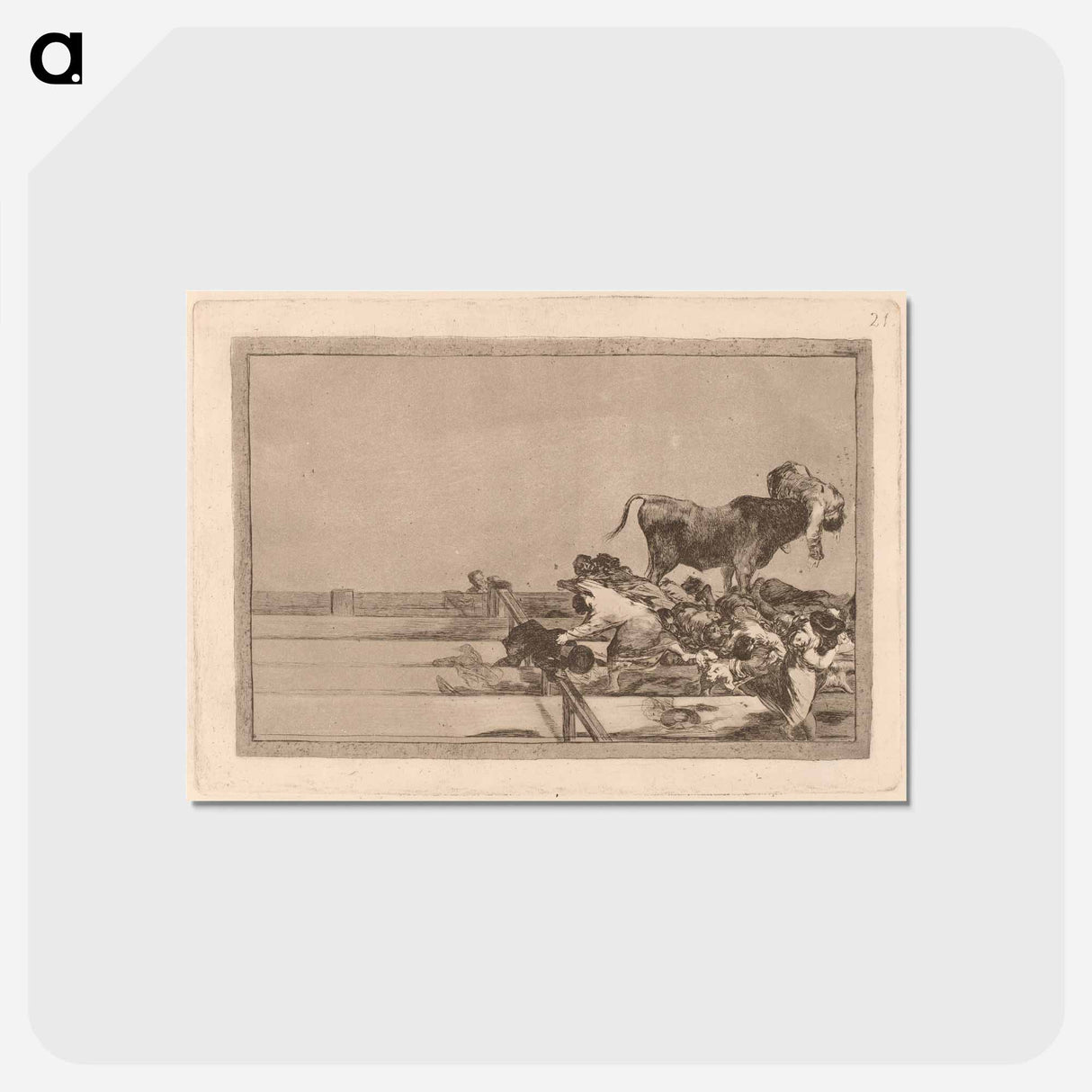 アートポストカード-Goya - Desgracias acaecidas en el tendido de la plaza de Madrid, y muerte del alcalde de Torrejón - フランシスコ デ ゴヤ Postcard.