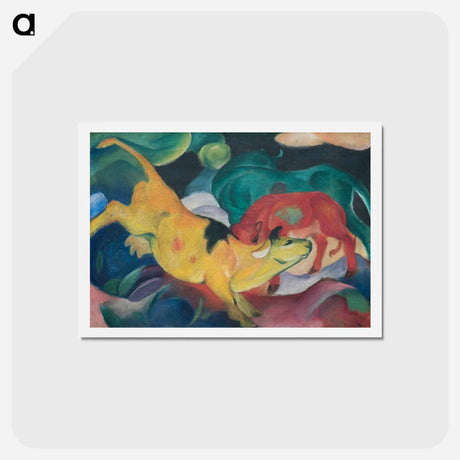 アートポストカード-Cows Red Green Yellow - フランツ マルク Postcard.