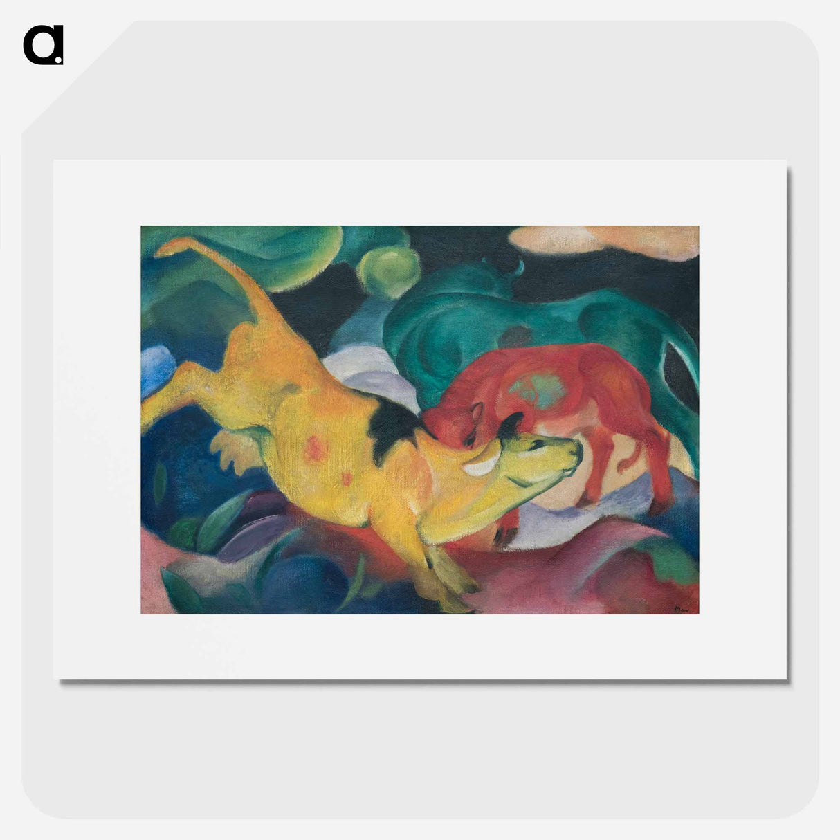 Cows Red Green Yellow - フランツ マルク Poster.