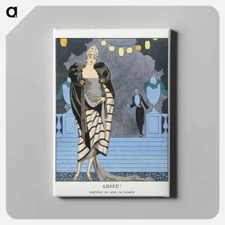 アートパネル-Adieu! / Manteau du soir, de Worth from Gazette du Bon Ton. Art – Modes & Frivolités: Evening Attire No. 4 Pl. 28 - ジョージ バービエ Canvas.
