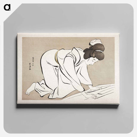 アートパネル-Woman Folding a Kimono
 - 橋口 五葉 Canvas.