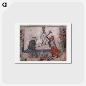 アートポストカード-Skeletons Fighting over a Hanged Man - ジェームズ アンソール Postcard.