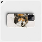 Head of a calico cat with closed eyes - Jean Bernard Phone Case.