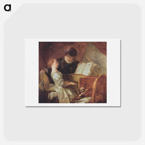 アートポストカード-The Music Lesson - ジャン オノレ フラゴナール Postcard.