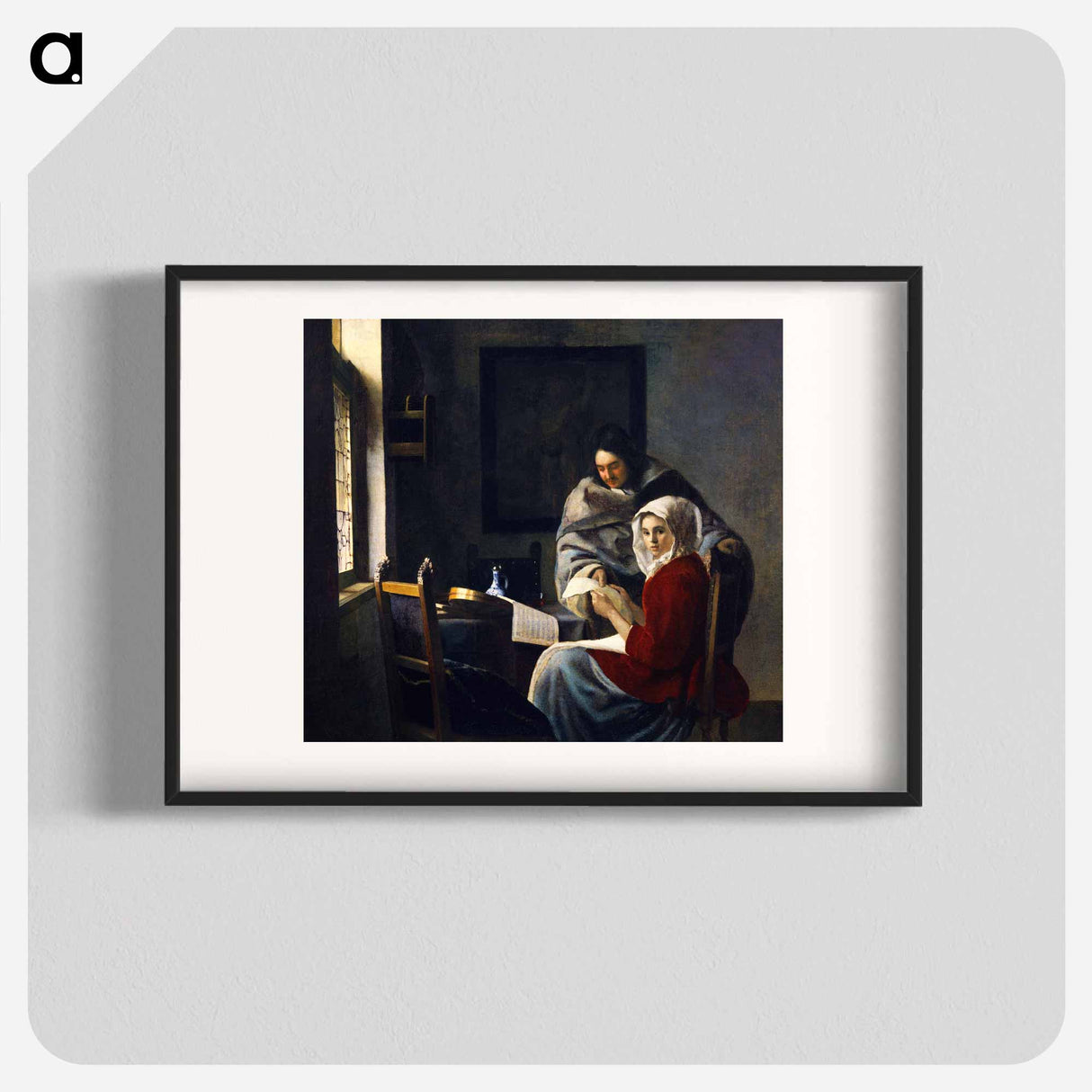 アートポスター-Girl Interrupted at Her Music - ヨハネス フェルメール Poster.