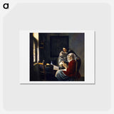 アートポストカード-Girl Interrupted at Her Music - ヨハネス フェルメール Postcard.