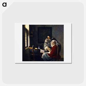 アートポストカード-Girl Interrupted at Her Music - ヨハネス フェルメール Postcard.