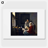 アートポスター-Girl Interrupted at Her Music - ヨハネス フェルメール Poster.