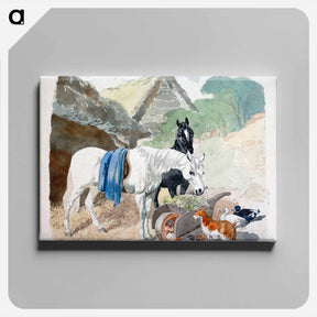 アートパネル-Horses, Goat, and Ducks
 - ジョン フレデリック ヘリング Canvas.