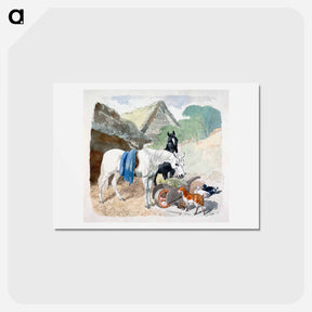 アートポストカード-Horses, Goat, and Ducks
 - ジョン フレデリック ヘリング Postcard.