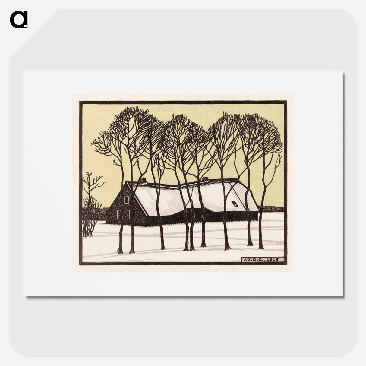 Farm in the snow - Julie de Graag Poster.