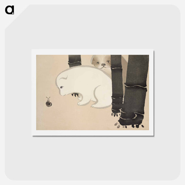 アートポストカード-Dog and snail from Momoyogusa–Flowers of a Hundred Generations by Kamisaka Sekka - 神坂 雪佳 Postcard.