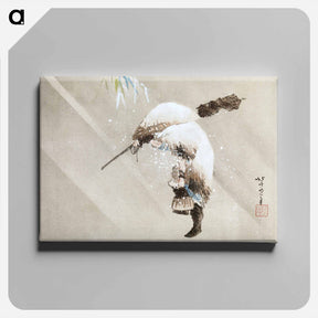 アートパネル-Fisherman in a Snow - 葛飾 北斎 Canvas.