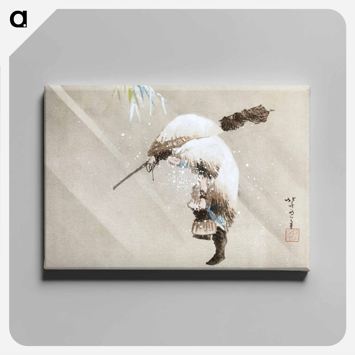 Fisherman in a Snow - 葛飾 北斎 Canvas.