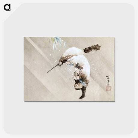 アートポストカード-Fisherman in a Snow - 葛飾 北斎 Postcard.
