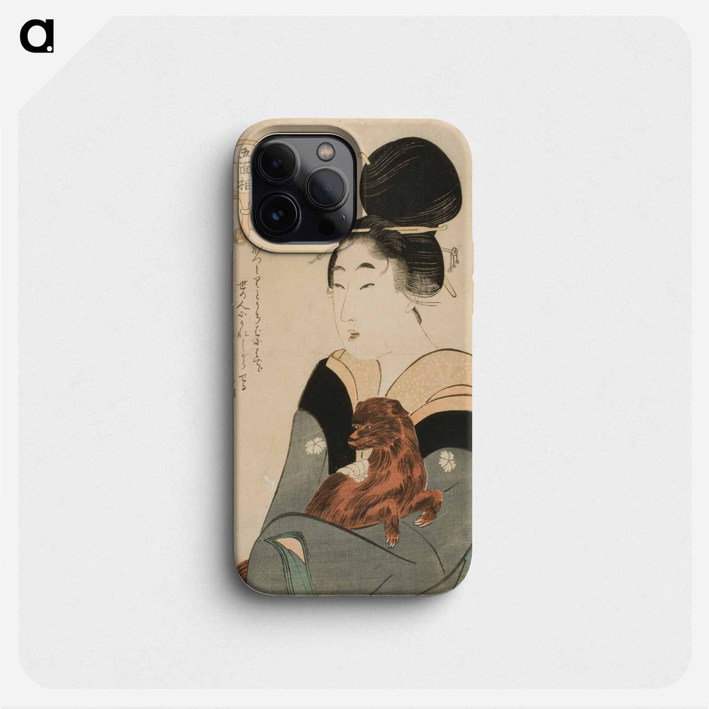 Geisha with a lapdog - 喜多川 歌麿 Phone Case.